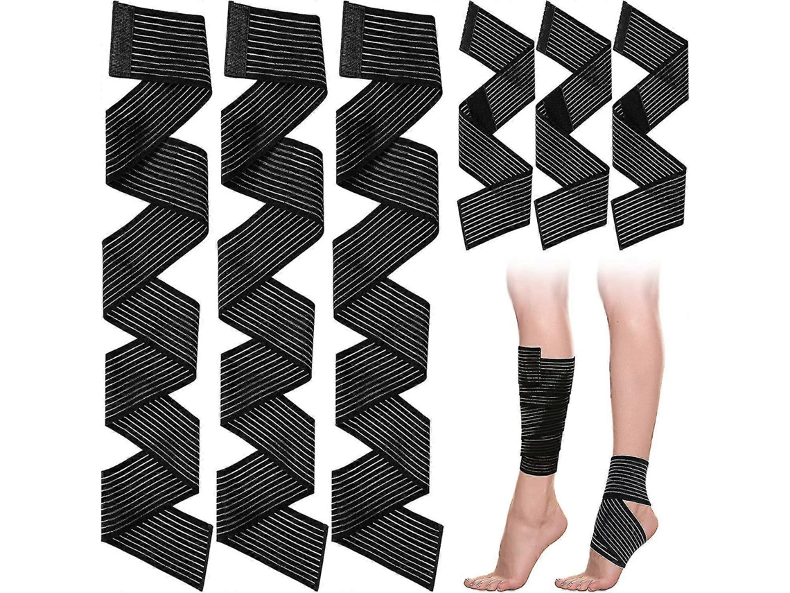6 Paquetes De Vendajes Elásticos De Compresión Para Pantorrilla Ajustables Para Deporte Y Actividades Deportivas