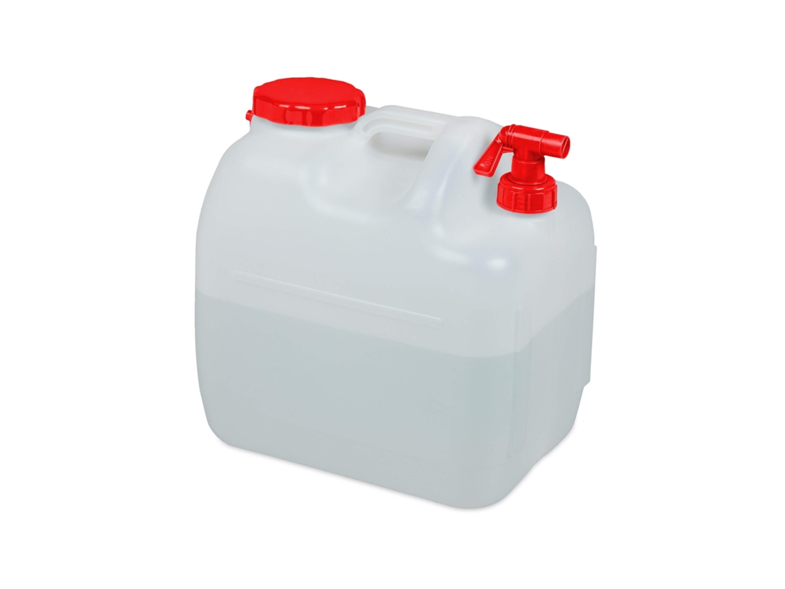 Relaxdays Bidón De Agua Con Grifo, Tapa De Rosca Ancha, Accesorio De Camping, 23l, Sin Bpa, Blanco Rojo, 1 Ud.