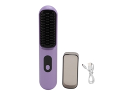 Peine Plancha De Pelo Portátil Inalámbrico Recargable Antiestático Tamaño Viaje Morado