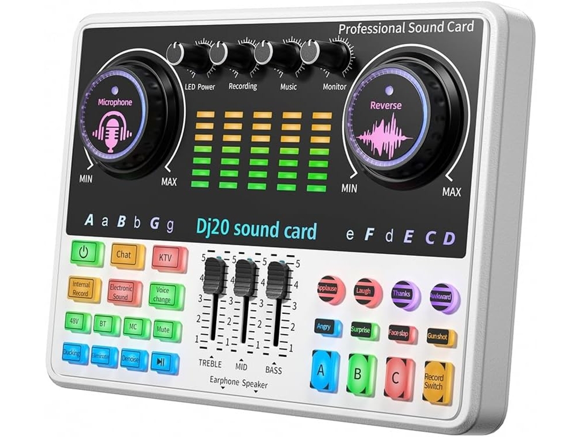 Micrófono De Condensador Con Reducción De Ruido Live Sound Card De 48 V Para Karaoke, Etc. Blanco
