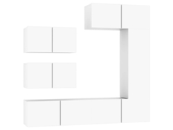 Conjunto de mueble para TV de 6 piezas, madera procesada, blanco, MAISON EXCLUSIVE