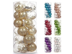 Juego de 24 bolas navideñas decorativas de plástico transparente irrompible Hengjian de 60 mm