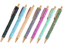 Juego De 7 Bolígrafos Metálicos Retráctiles Multicolor Con Purpurina Para La Escuela, La Oficina Y El Hogar.