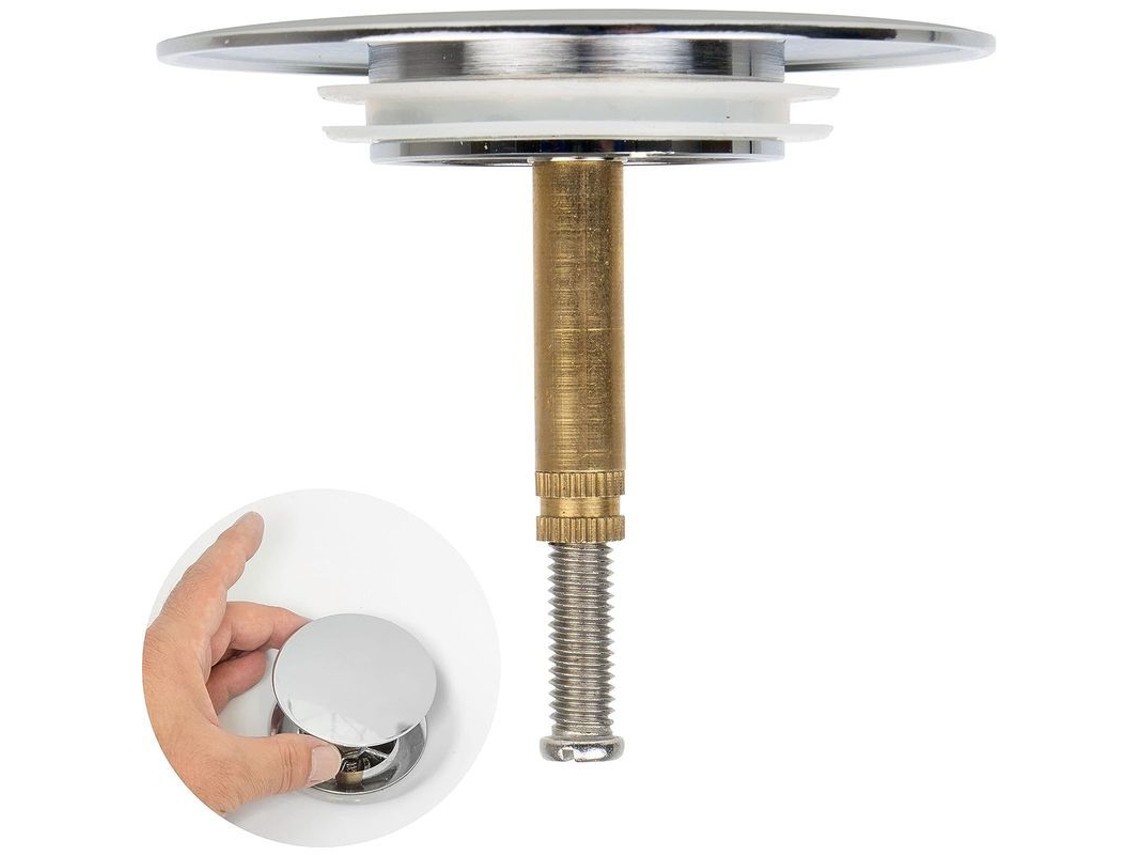Tapón Universal Para Bañera De Ø70 Mm Con Doble Junta Ajustable De Latón Cromado Para Lavabo Y Bañera.
