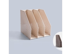 2026rebe-organizador De Archivos De Escritorio Linjou, 3 Secciones, Plástico, Plegable, Beige, Para Oficina Hogar Escuela