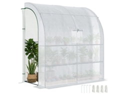 Invernadero Exterior De 200x100x215 Cm Con 3 Estantes Y Ventanas, Color Blanco.