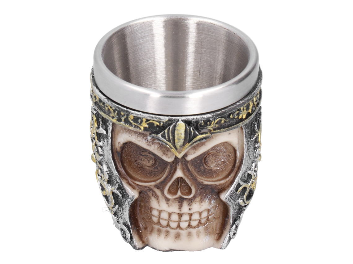 Taza de calavera con resina, revestimiento de acero inoxidable, resistente a la oxidación, ligera