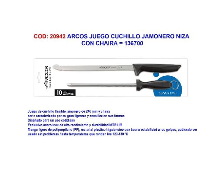 Arcos juego cuchillo jamonero niza + chaira 136700