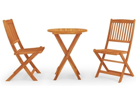Conjunto 3 de comedor de jardín plegable VIDAXL madera eucalipto