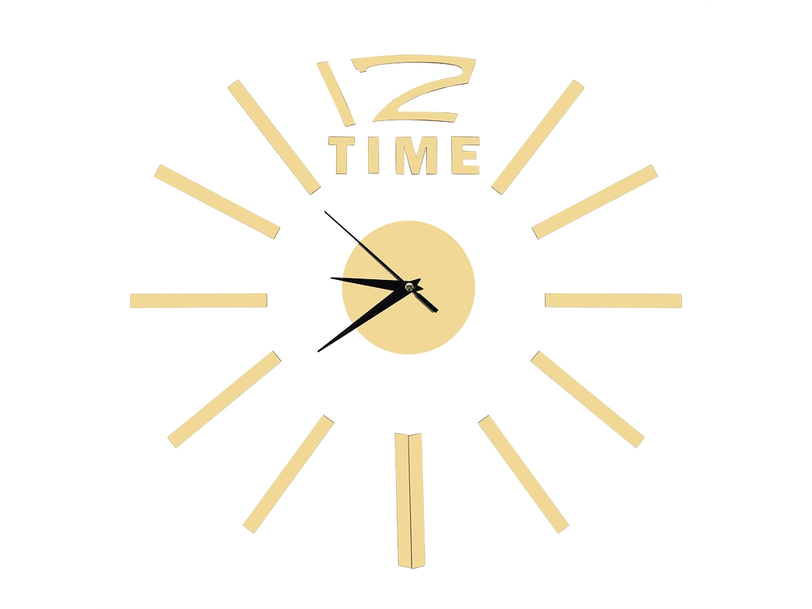 Reloj de pared 3D grande, adhesivo decorativo DIY, moderno, para el hogar, la oficina y el dormitorio, Aiailikill (dorado)