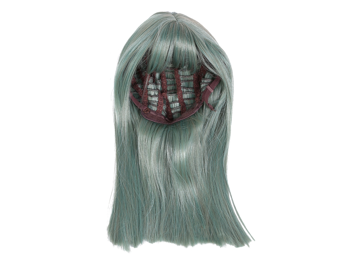 Peluca De Cosplay Verde Para Mujeres, Pelo Falso Liso Largo 45cm