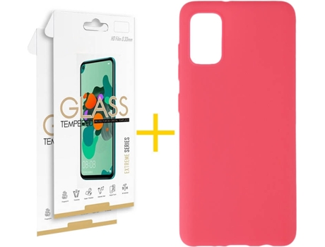 Kit Funda + 2 Protectores de Pantalla Samsung Galaxy A51 5G SKYHE Liso (Rosa)