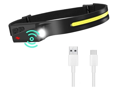 Faros delanteros Linterna frontal recargable Linterna frontal LED Recargable con sensor de movimiento a prueba de agua Linterna COB Linterna fronta...