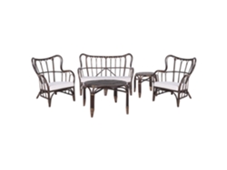 Conjunto de jardín 4 plazas de ratán marrón oscuro/beige crema BELIANI Brindisi