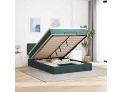 Estructura Cama Otomana Colchón Terciopelo Verde Oscuro