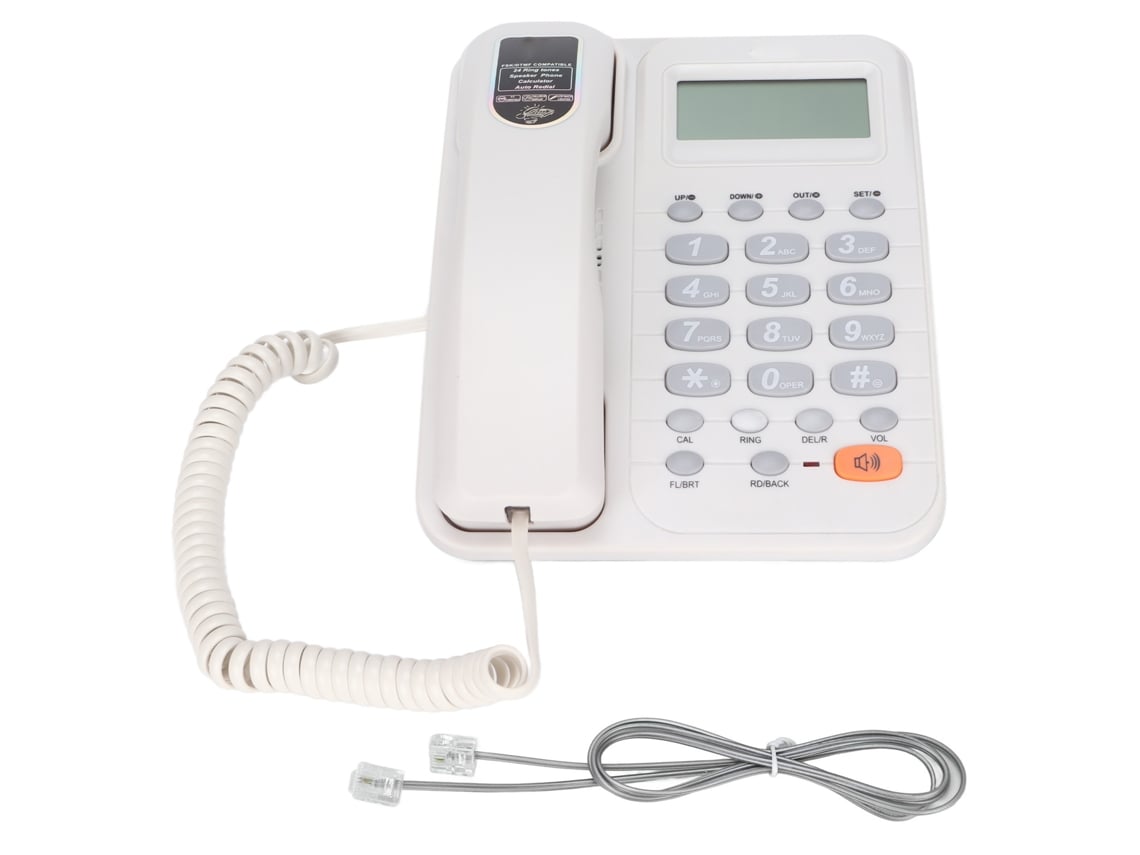 Telefone Fixo Kx-t2029cid Com Identificação De Chamadas Interface De Extensão Sem Bateria Branco