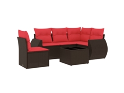 Conjunto de sofás de jardín, 6 piezas, cojines, ratán negro. Exclusivo de MAISON.