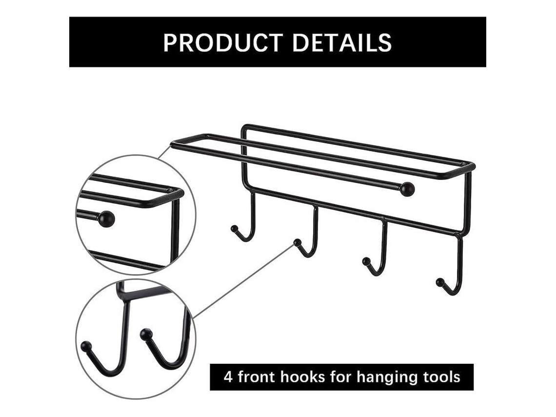 Soportes De Utensilios De Cocina, Estantes De Baño Sin Taladrar Montados En Pared Con Ganchos Adhesivos 2 Pack Negro