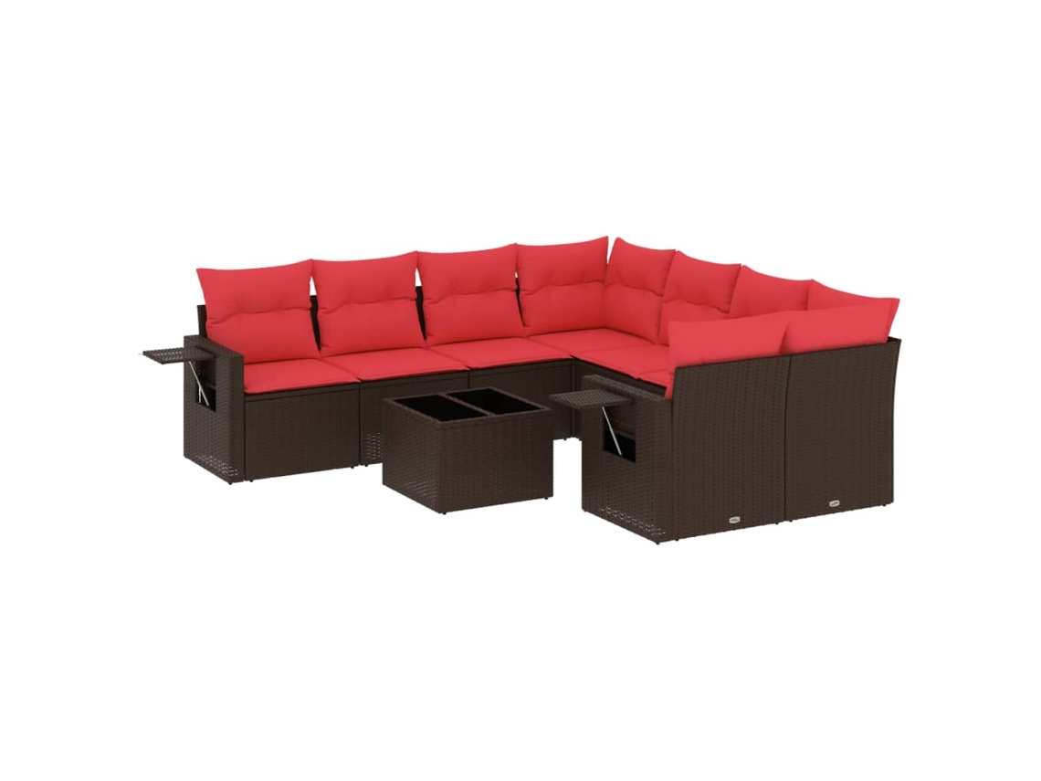 Maison Exclusive - Conjunto De Sofá De Jardín De 9 Piezas Con Cojines, De Poliratán Marrón
