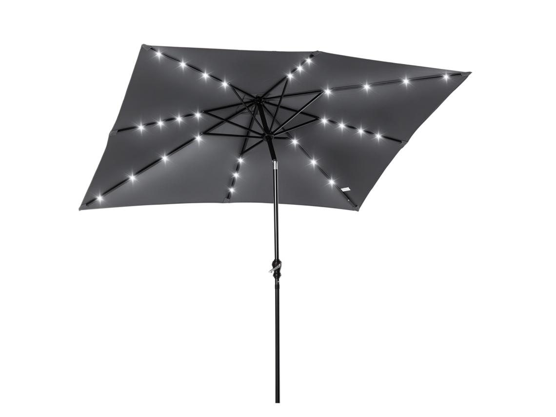 VPMKP - Sombrilla recta Outsunny 3x2 m, inclinable, con LED solar, acero, poliéster