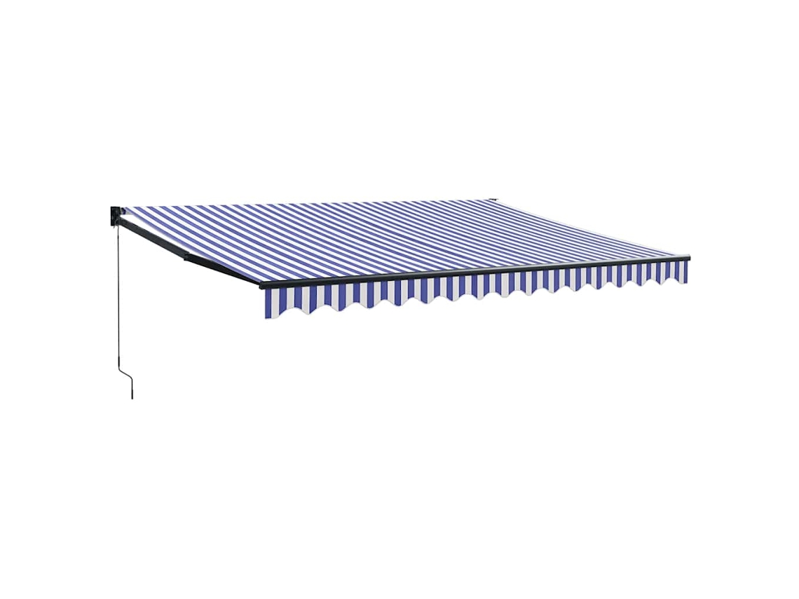 Maison Exclusive - Toldo Retráctil Aluminio Y Tela Azul Y Blanco 4,5x3 M