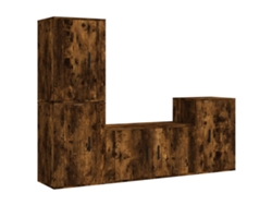 Conjunto de muebles para TV de 4 piezas, madera procesada de roble ahumado, MAISON EXCLUSIVE