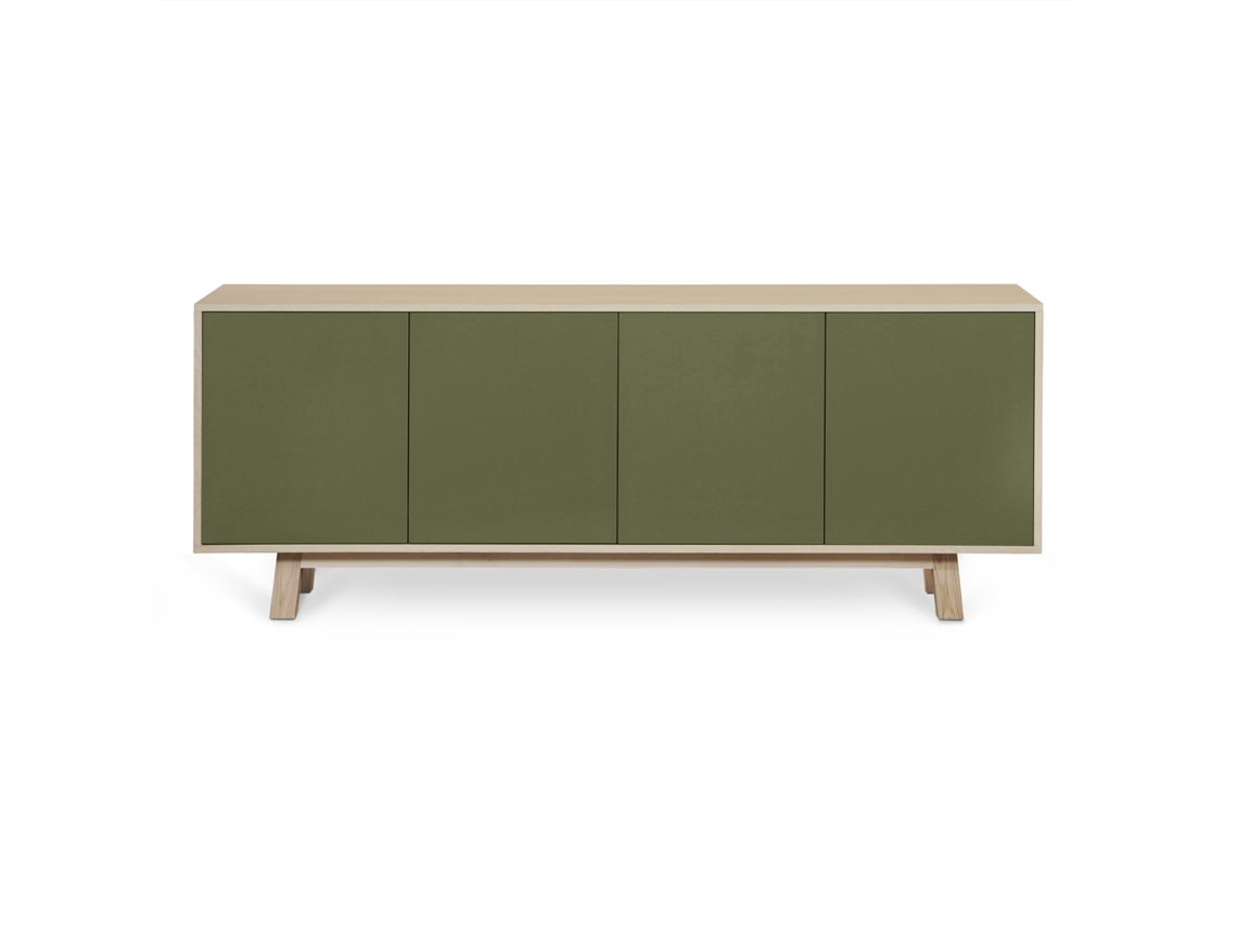 Aparador Bajo MON PETIT MEUBLE FRANÇAIS con 4 Puertas (Marrón - Madera - 200 x 77 x 46 cm)