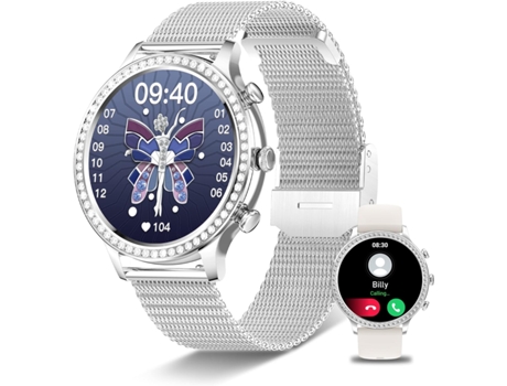 Reloj Inteligente (Respondedor de Llamadas), Pantalla Táctil de 1,32 Pulgadas, Compatible con Android iOS, Dos Correas, Rastreador de Actividad Imp...