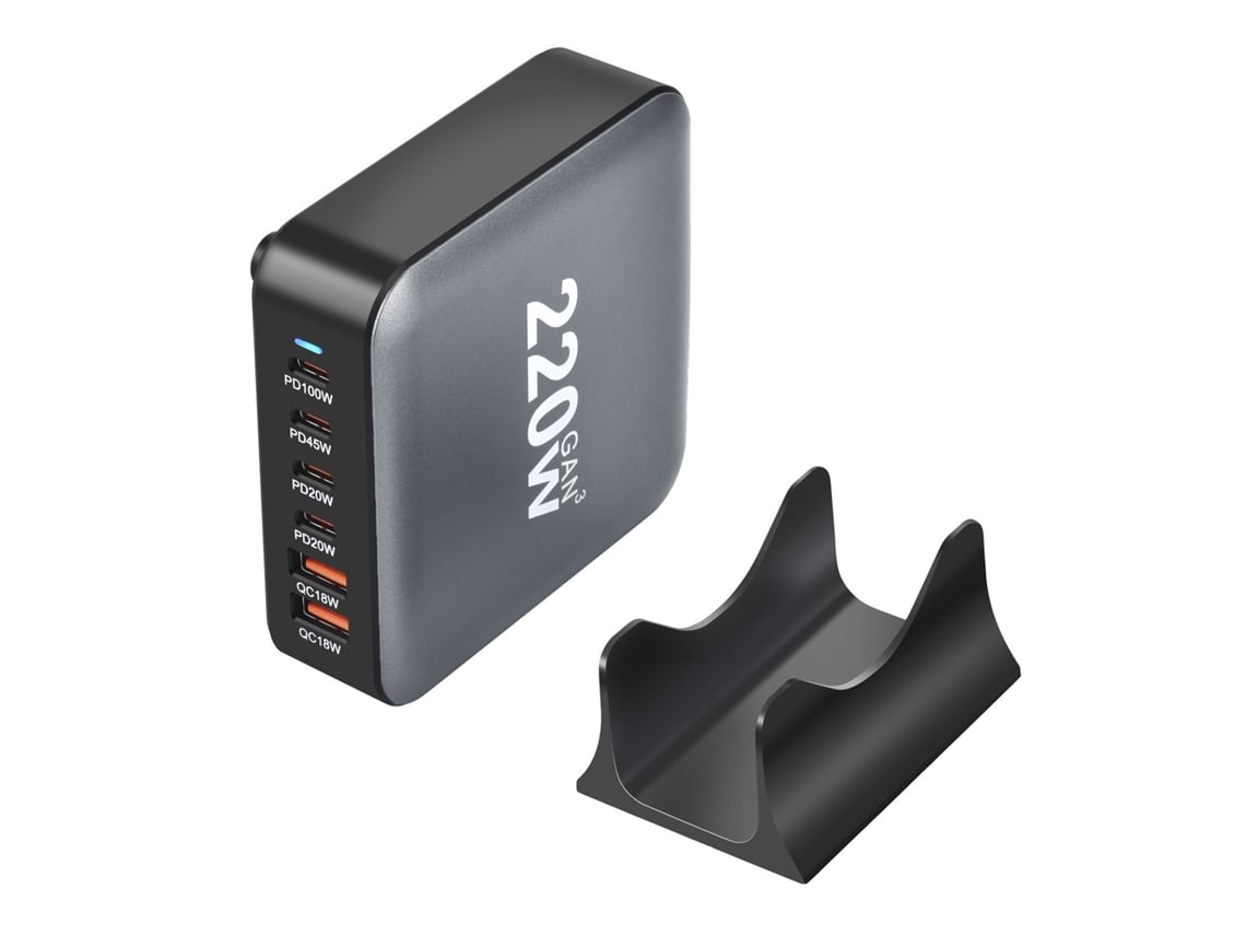 Estação De Carregamento 220w Hub 6 Portas Usb-c Gan Carregamento Rápido Para Celulares/notebooks