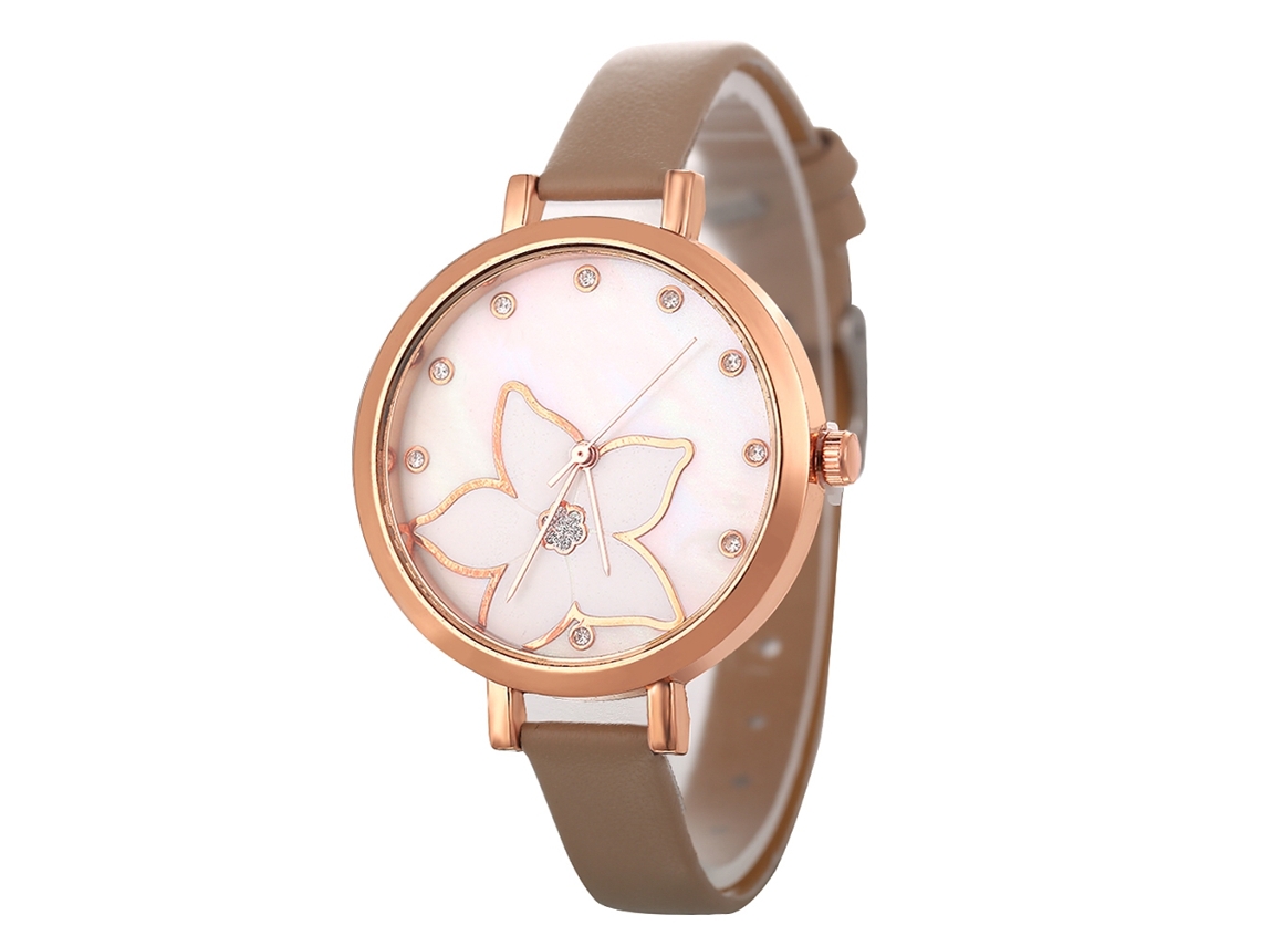 Reloj Analógico De Cuarzo Para Mujer Con Correa De Cuero Beige, Estilo Coreano Moderno, Zhoulianfa