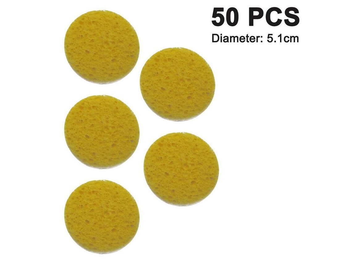 50 Esponjas Faciales/compresas De Celulosa Con Recipiente Para Una Limpieza Profunda Y Una Exfoliación Suave.