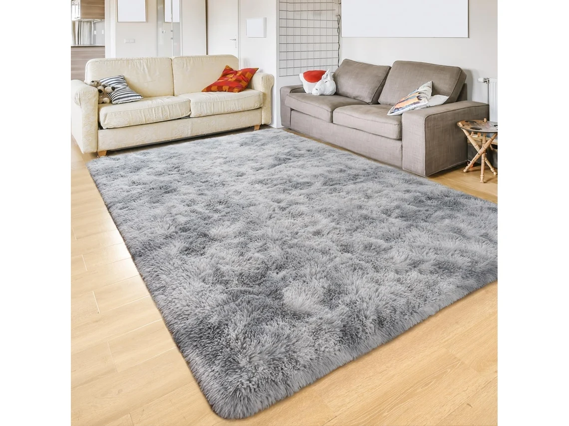 Alfombra de salón Felpudo Alfombra moderna para interiores Alfombra (gris y blanco, 160 x 200 cm)