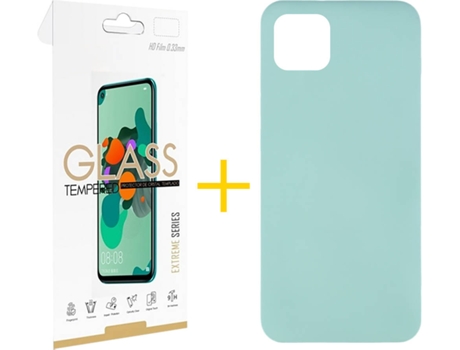 Carcasa + 1 Protector de Vidrio iPhone 13 Mini SKYHE Silicona Líquido Verde Agua
