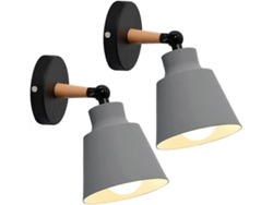 Aplique de pared industrial retro Rebe, diseño Macaron, E27, metal, ajustable, para dormitorio, cocina, comedor, juego de 2, gris