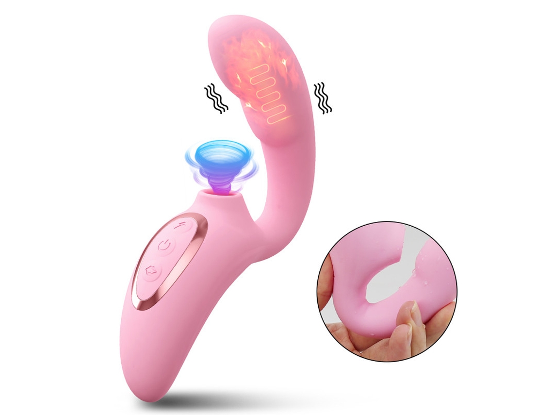 Vibrador De Succin Del Cltoris Con Calefaccin De 15 Modos Para Mujeres (rosa)
