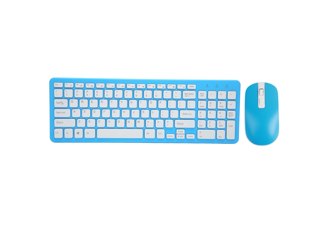 Combo Teclado E Mouse Sem Fio 96 Teclas 2.4g Transmissão 10 Metros Anti-deslizante Resistente A Descoloração Azul