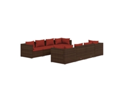 Conjunto 9 muebles de jardín VIDAXL y cojines ratán sintético marrón