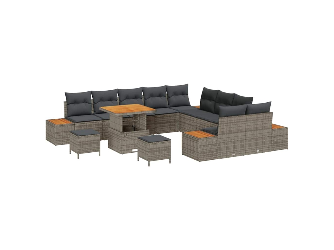 Maison Exclusive - Conjunto De Sofás De Jardín Con Cojín 13 Pcs Gris Poliratán
