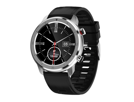 Smartwatch Redondo con Pantalla Táctil Recordatorio de Llamada Entrante Correa de Silicona Plateada JL-EIGHT