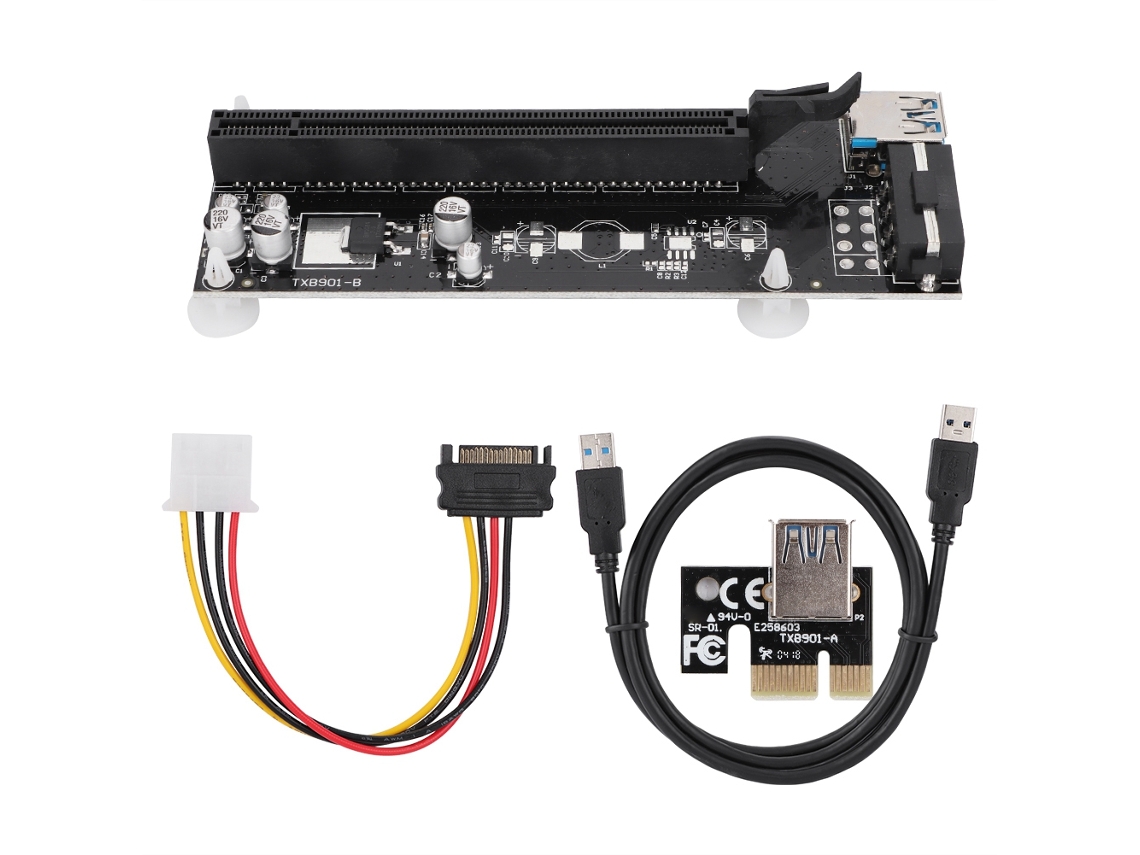 Tarjeta Extensora Adaptador De Riser De 1x A 16x Pci-e Con Cable De Alimentación De 4 Pines