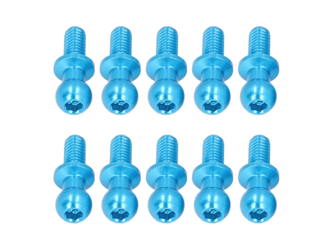 10 tornillos de cabeza esférica de aluminio para coches RC Tamiya TT01 TT02, modelos a escala 1/10.