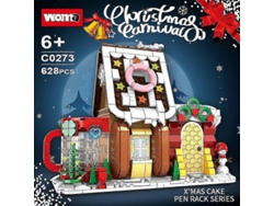 Árbol de Navidad, Papá Noel, reno, calcetín navideño, casa, torre, bloques de construcción, ciudad, casa de invierno, coche de Navidad, juguetes, modelo, regalos, Hengjian