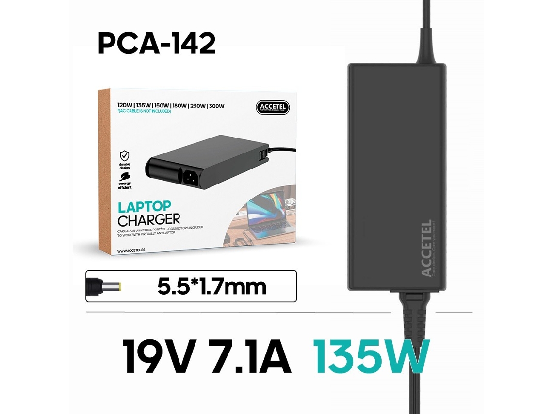 Cargador portátil PCA-142 para Asus/Acer, 19V 7.1A, 5.5*1.7mm, 135W
