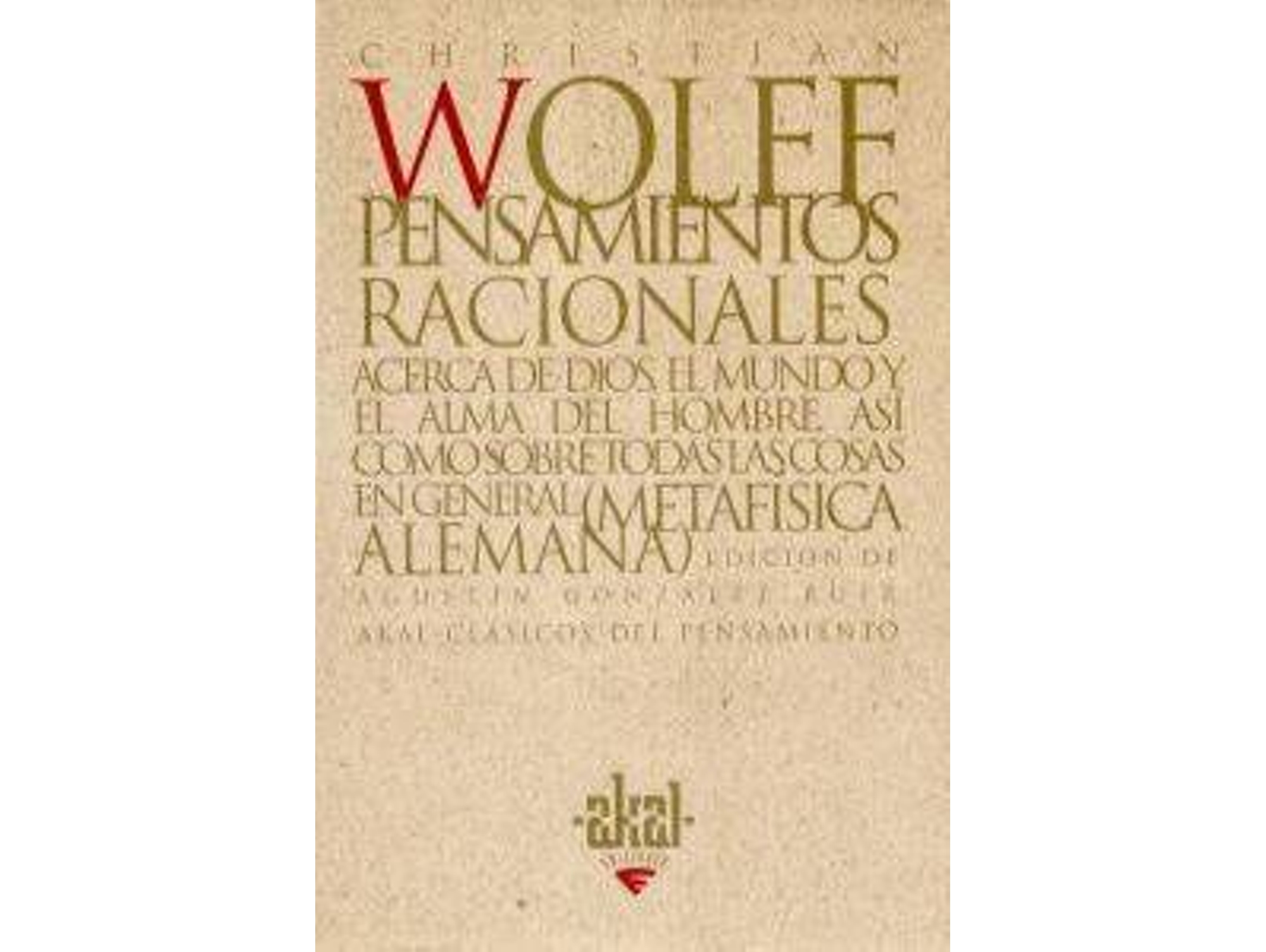 Libro Pensamientos Racionales de Christian Wolff (Español)