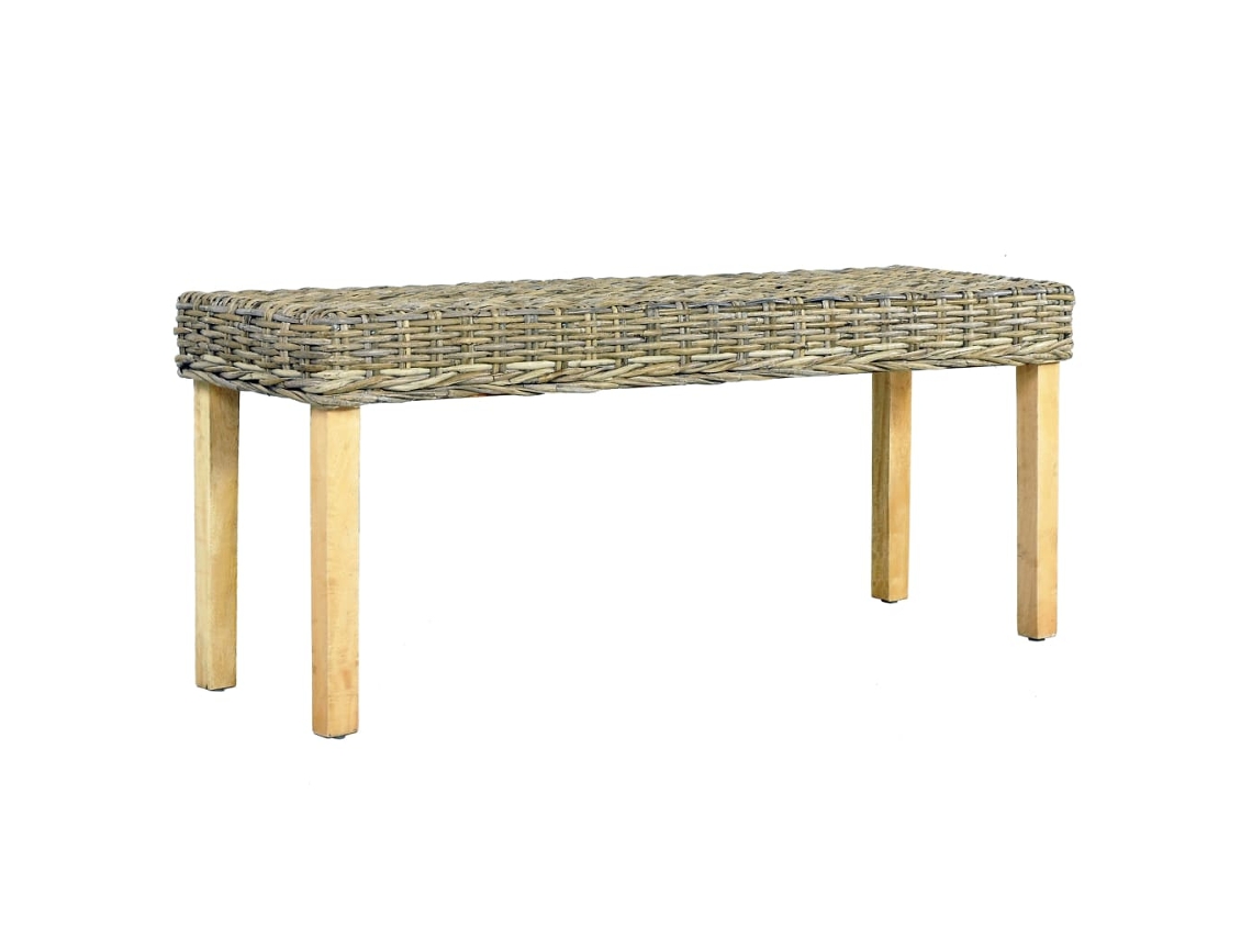LOVELY HOME Taburete Banco 110Cm Vime Kubu Natural y Madera de Mango Maciza