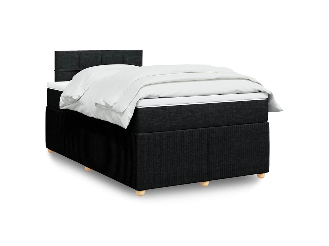 Cama Box Spring Con Colchón Tela Negro 120x200 Cm