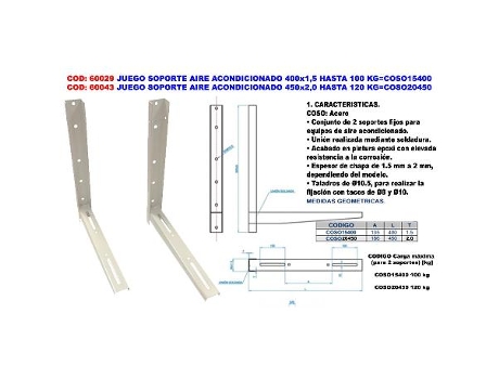 Juego soporte aire acondicionado 450x2,0 hasta 120 kg coso20450
