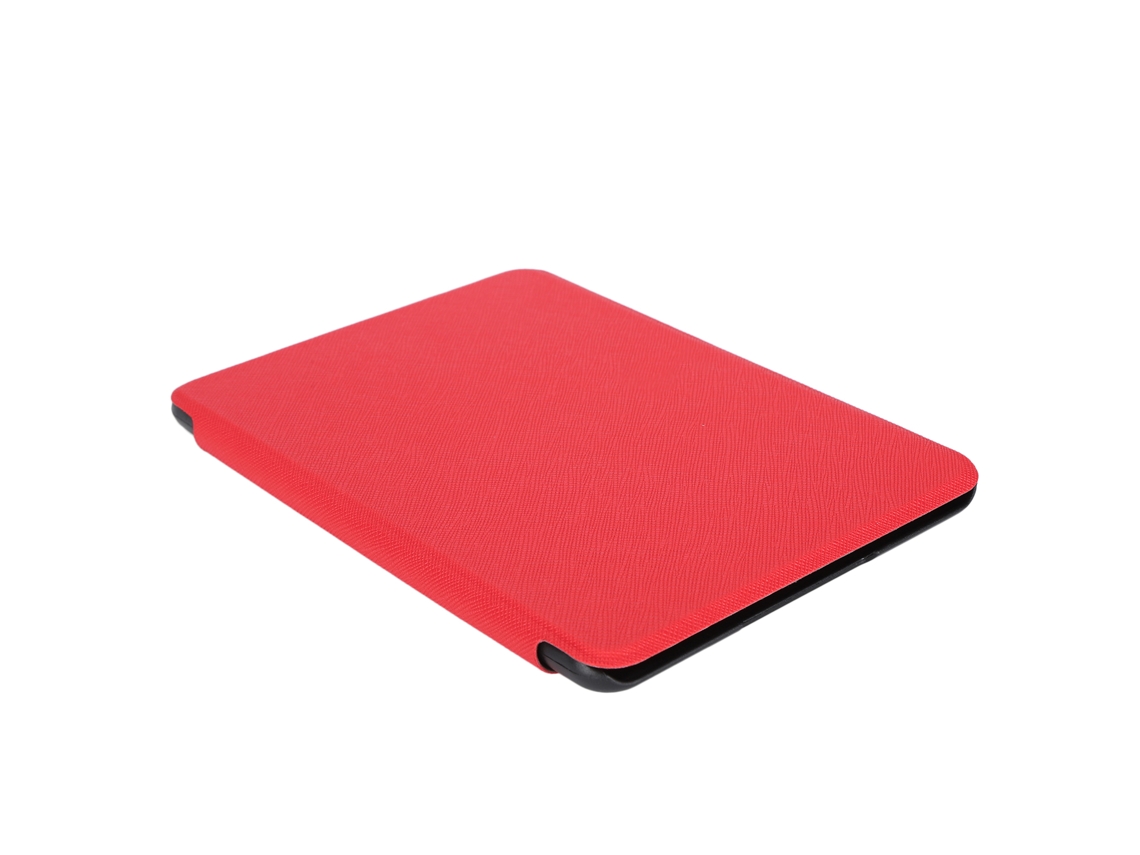 Funda protectora de piel sintética con estampado cruzado para Kindle Paperwhite 4 (2018), color rojo y dorado claro
