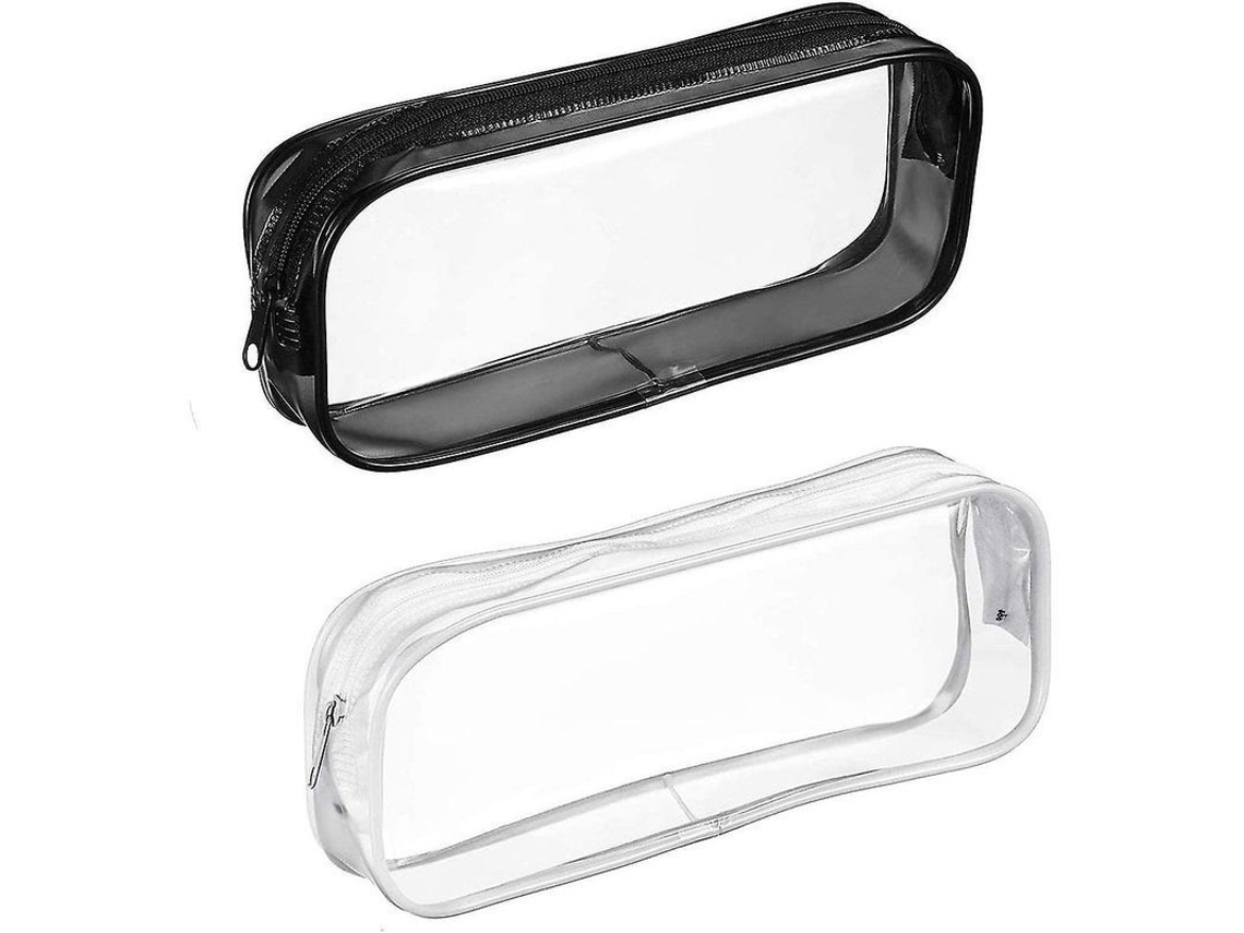 Estuche Transparente Con Cremallera Para Lápices Y Utensilios, Neceser Portátil E Impermeable (2 Unidades)