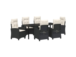 Maison Exclusive - Conjunto De Comedor De Jardín 7 Pcs Negro Ratán Sintético